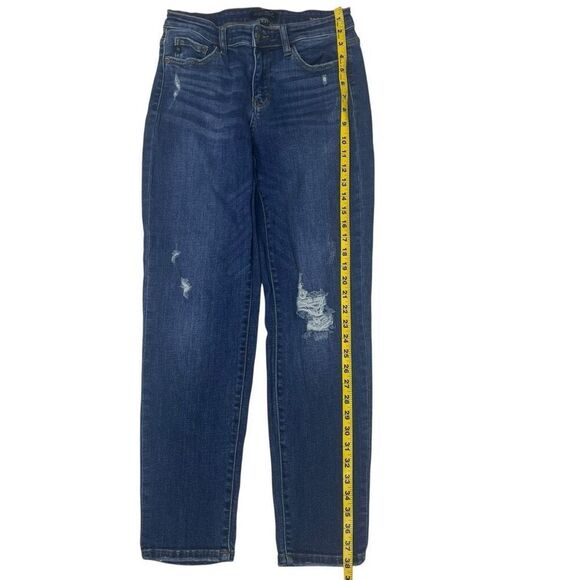 Judy Blue Womens Distressed Slim Straight Jeans Blue Denim Medium Wash Size 5/27 - Picture 8 of 16